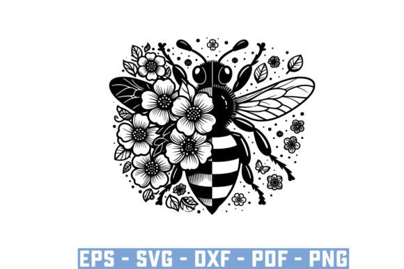 Download Gift Bee with Flowers Funny Vector Files - Premium Bundle