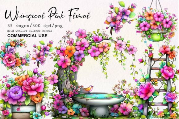 Download Whimsical Pink Floral Clipart - Whimsical Collection