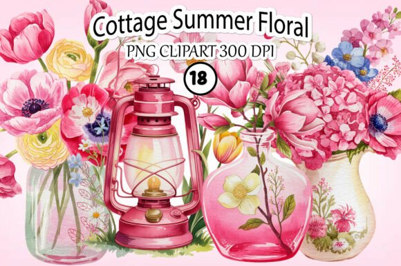 Download Whimsical Cottage Summer Floral Clipart - Whimsical Collection
