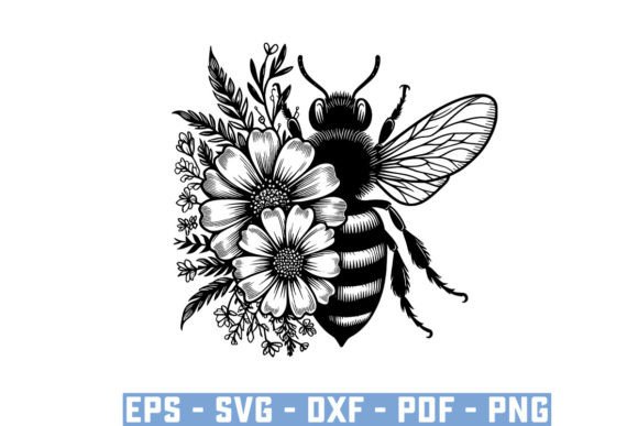 Download Gift Bee with Flowers Funny Vector Files - Premium Bundle
